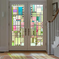 3D Stained Glass Window Privacy Film, Heat Control UV Blocking Static Cling by OHTMERU