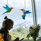 2 Packs Stained Glass Hummingbird Suncatcher Window Hanging Ornament, Stained - Image 6