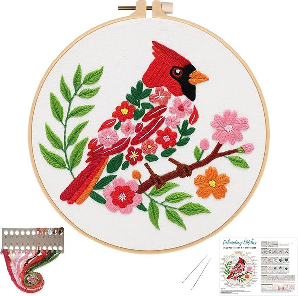 Louise Maelys Cardinal Embroidery Kit, Cross Stitch Kit by LouiseMaelys