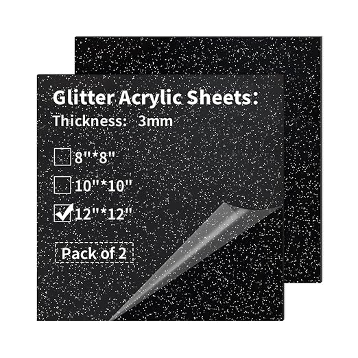 Glitter Acrylic Sheets 12 x 12 inch 1/8" Thick by gdhwcxl