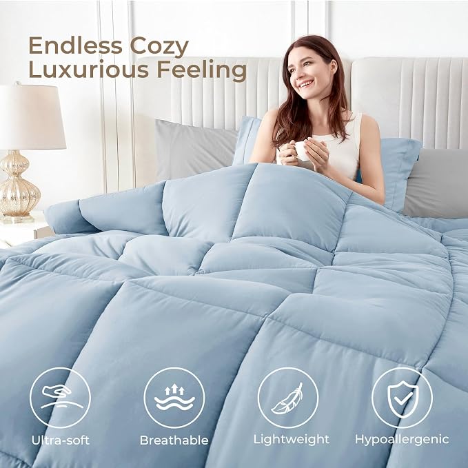 Sasttie Queen Comforter Set, 7 Pieces Bed in a Bag Queen, Complete Bedding Set - Image 2