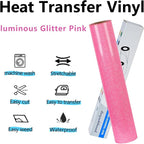 guangyintong Glow Glitter Pink Heat Transfer Vinyl HTV Rolls, HTV Vinyl - Image 6