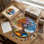 100 Pieces Wooden Puzzles Adults, Seasonal Tree of Life Wood Puzzles Adult - Image 5
