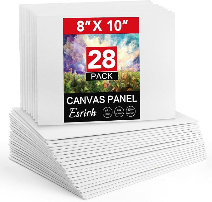 ESRICH Canvas Boards for Painting 8x10in, 28 Pack Bulk Canvases for Painting by ESRICH