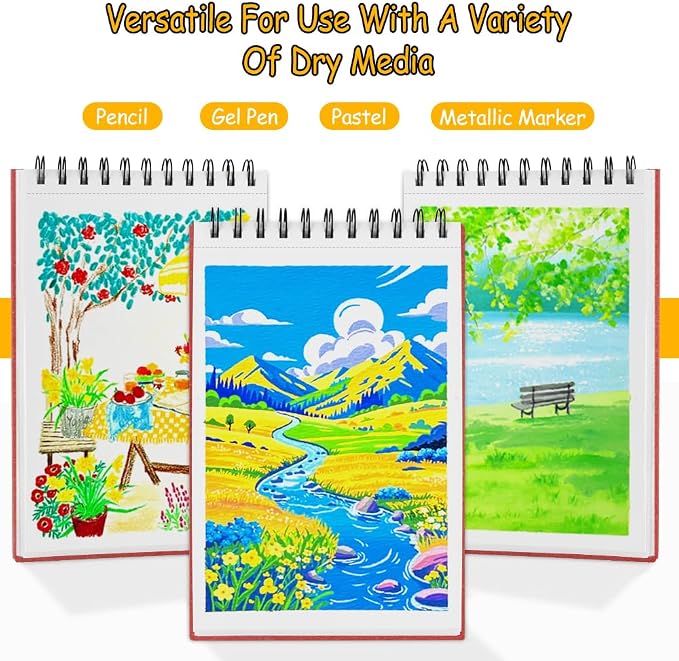 8.3x5.8 Sketch Book, Top Spiral Bound Sketch Pad, 60sheets 92lb/150gsm Bright - Image 3