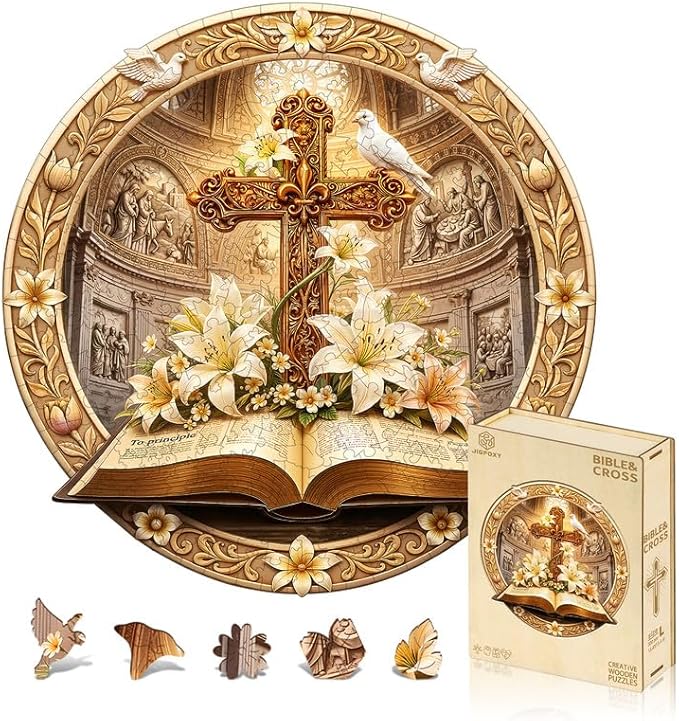 Jigfoxy Wooden Puzzles for Adults, Bible & Cross Jigsaw Puzzle by Jigfoxy