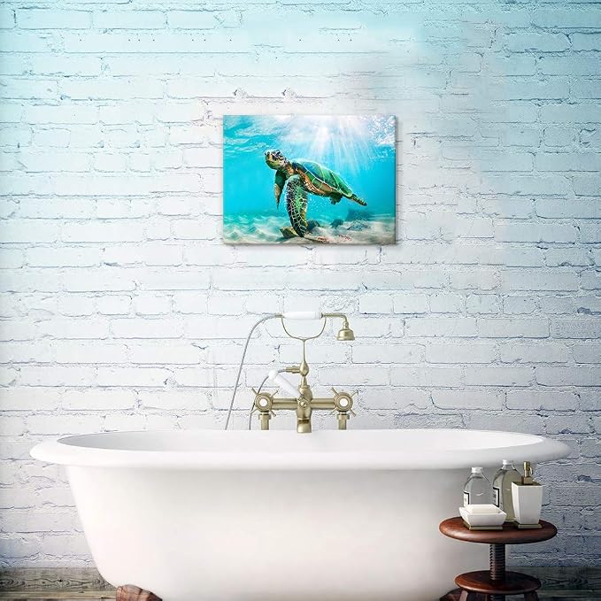 JAPO ART Green Sea Turtle Wall Decor Tropical Canvas Wall Art Prints Hawaii - Image 6