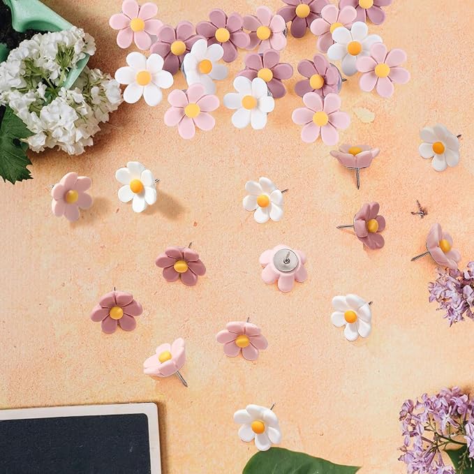 30PCS Cute Push Pins, Bulletin Board Pins, Bulletin Board Decorations, Flower - Image 5