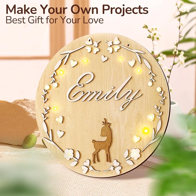 Philorn 12Pcs Wood Circles | Crafts 12 Inch Unfinished Wooden Door Hanger Sign - Image 7