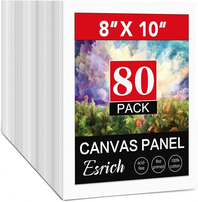 ESRICH 8x10 Canvas for Painting, 80 Pack Blank Painting Canvas, Primed Cotton by ESRICH