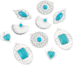 10Pcs Synthetic Turquoise Stone Charms Western Tibetan Style Turquoise Charm - Image 7