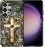 for Samsung Galaxy S25 Ultra Case, Christian Cross Stained Glass Pattern Glossy - Image 2