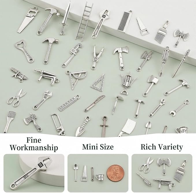 40PCS 1:12 Miniature Dollhouse Silvery Metal Home Repair Tools Micro Scene - Image 4
