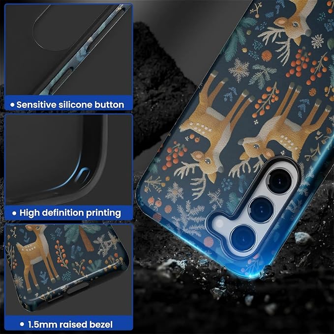 Case for Samsung Galaxy S23 Case, Cute Christmas Reindeer Design Hybrid Dual - Image 4
