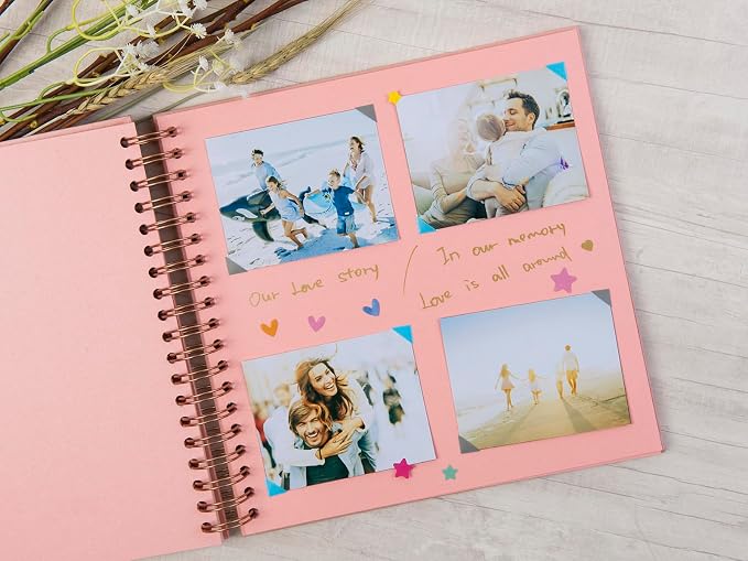potricher 10 x 10 Inch DIY Scrapbook Photo Album 80 Pages Thick Kraft Blank - Image 3