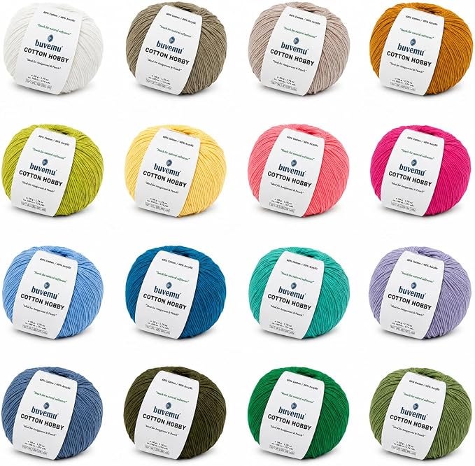 Cotton Hobby Yarn for Amigurumi Crochet & Knitting | Assorted Colors Starter by buvemu