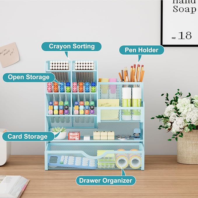Marbrasse Mesh Pen Holder for Desk, Desk Organizers and Accessories for Office - Image 2