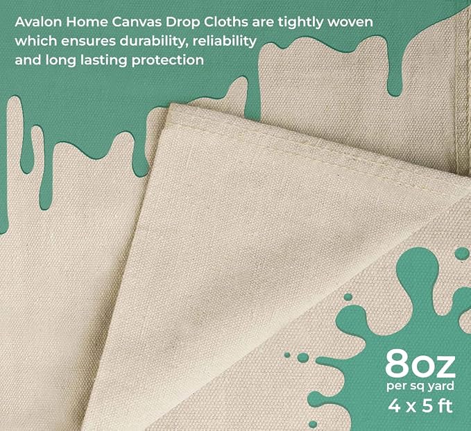 Canvas Drop Cloth for Painting 4x5 feet Pack of 2-8oz Painters Drop Cloths for - Image 6