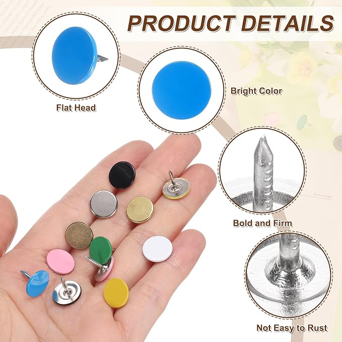 uxcell 150Pcs Upholstery Tacks, 11mmx10mm Flat Head Thumb Tack Decorative - Image 3