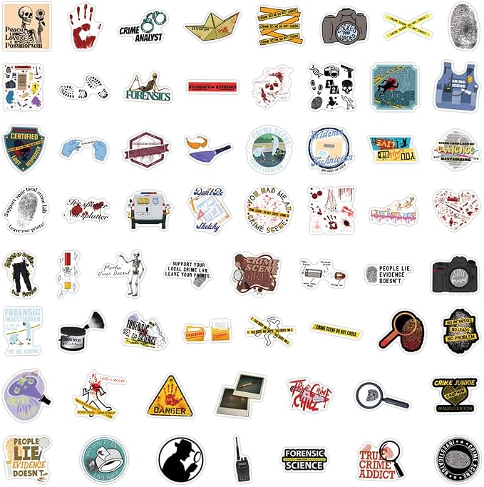55 Pcs True Crime Forensic Stickers, Cool Detective Mystery Evidence Vinyl - Image 3
