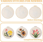 3 Pcs Punch Needle Kits, 7.87 Inch Flower Punch Needle Kit Sunflowers and - Image 4