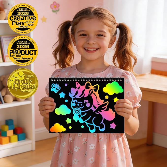 ZMLM Scratch Paper Art-Crafts Gift: 2 Pack Rainbow Notebooks Supplies Toys - Image 2