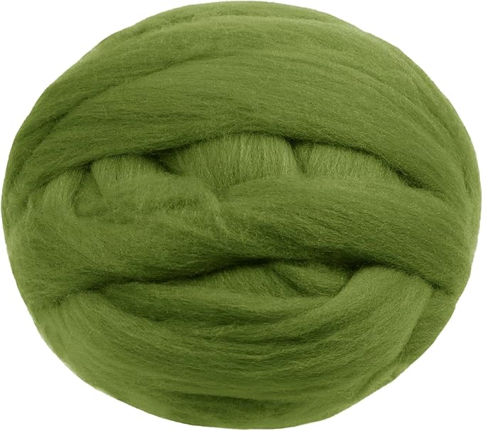 JeogYong Needle Felting Wool, 17.64oz Wool Roving Chunky Wool Yarn, Olive Green by JeogYong