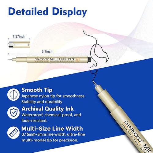 05 Micro Pen, Waterproof Archival Ink, 0.48mm Fineliner Ink Pens - Image 2