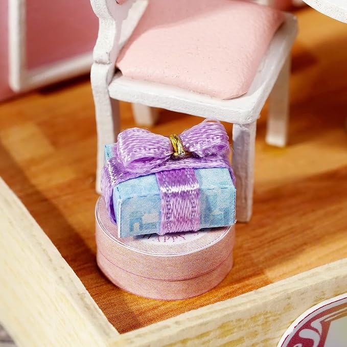 Miniature House Kit, CUTEROOM Tiny House Kit Wooden Dollhouse Kit Mini House - Image 5