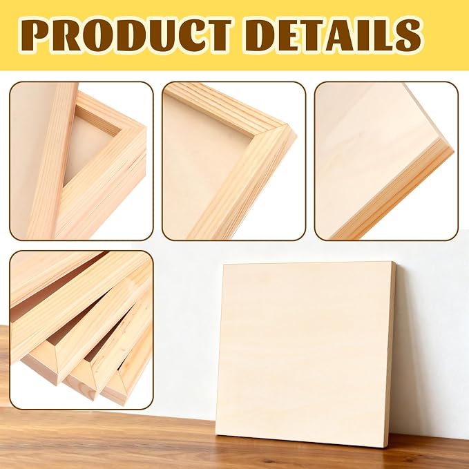 FSWCCK 5 Pack 12 x 12 inch Wood Panel Boards, Unfinished Wood Canvas Wooden - Image 3