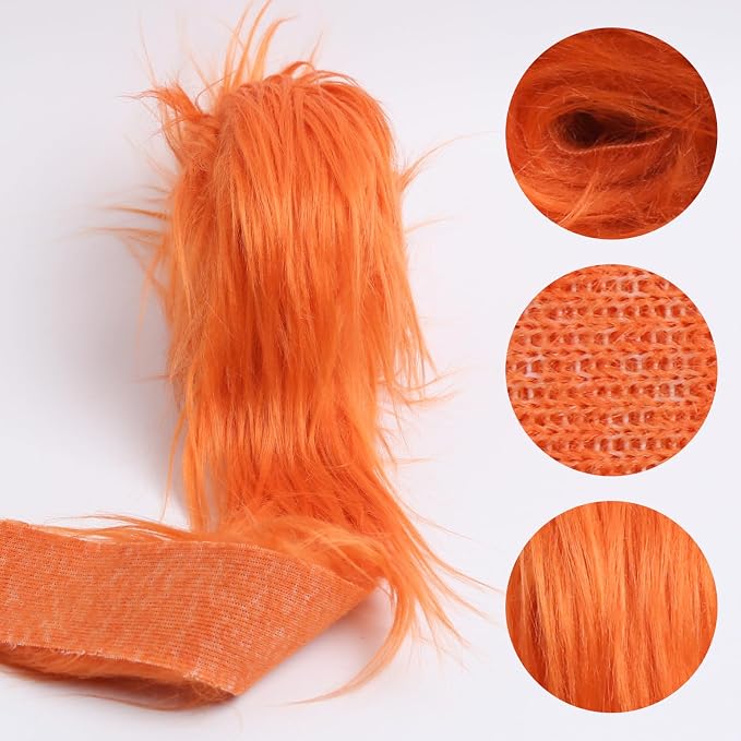 Shaggy Plush Faux Fur Fabric Precut Strips Orange Fur Fluffy Fuzzy Craft Fur - Image 2