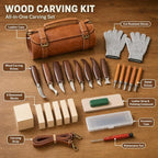 Deluxe Wood Carving Kit, High-Carbon Steel Knives, Safety Gloves, Woodworking - Image 2