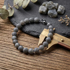 60pcs Natural Matte Black Larvikite Gemstone Beads，6mm Frosted Round Loose - Image 3