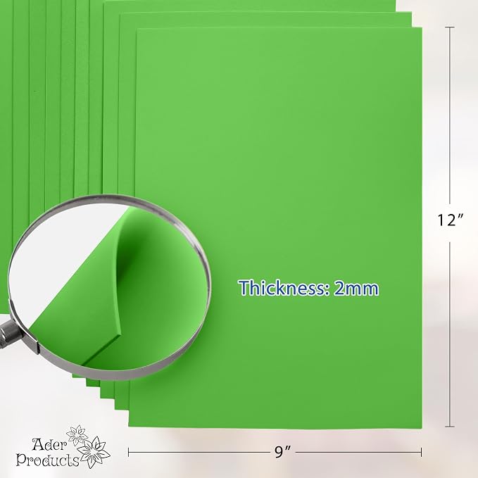 Light Green EVA Foam Sheets for Crafts, 9 x 12 Inch, 2mm Thickness, 15 Pack – - Image 2