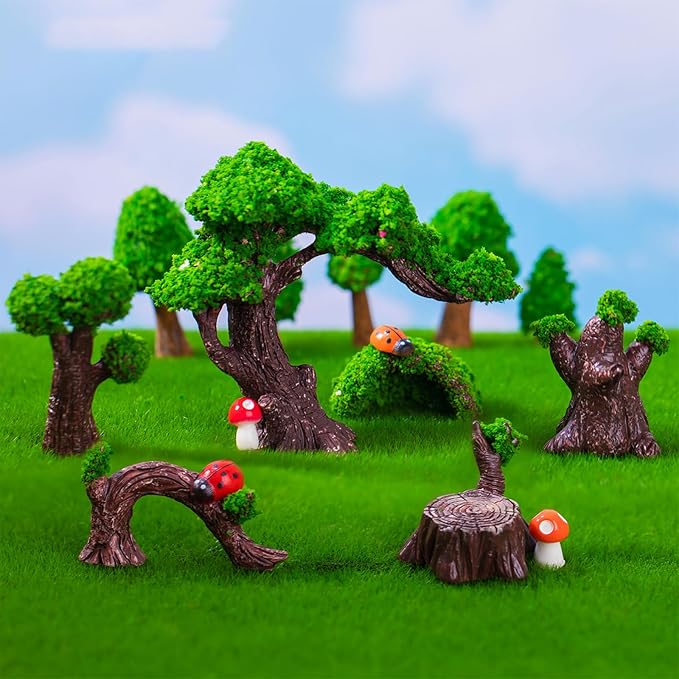 Cayway 19 PCS Miniature Fairy Garden Tree Plant Ornament, Mixed Model Trees - Image 4