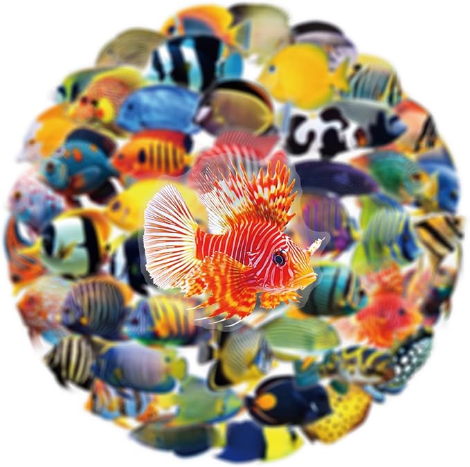 50PCS Clear Tropical Marine Life Ocean Stickers PET Fish Aesthetic Sticker - Image 3