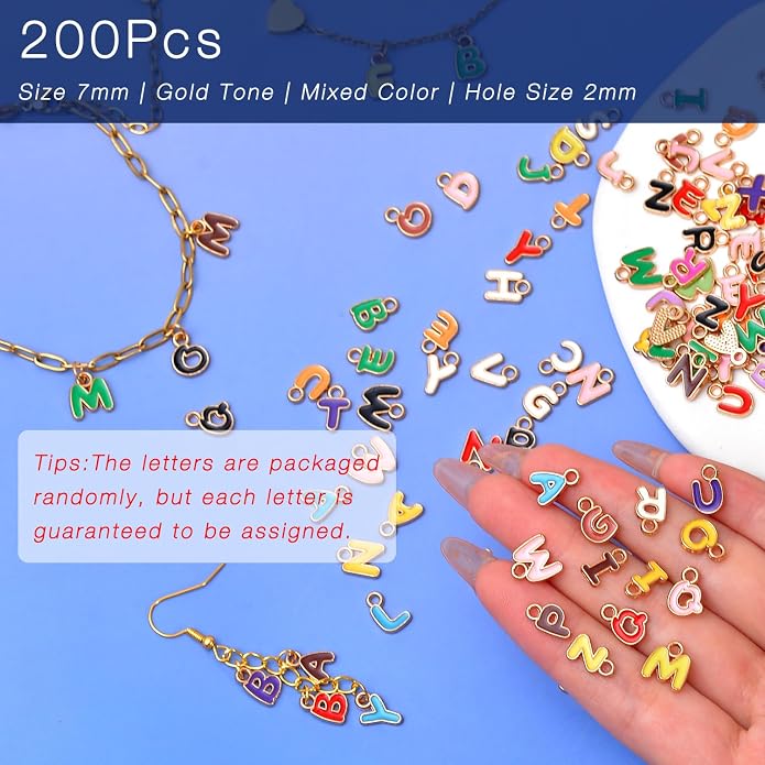 stino 200Pcs A-Z Metal Letter Charms - Image 3