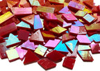 Iridescent Red Glass Mosaic Tiles, 280 Pieces Mixed 4 Shapes Stained Glass - Image 5