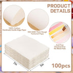 100 Sheets Watercolor Paper 5 x 7 in, 300 GSM Deckled Edge Handmade Paper | - Image 2