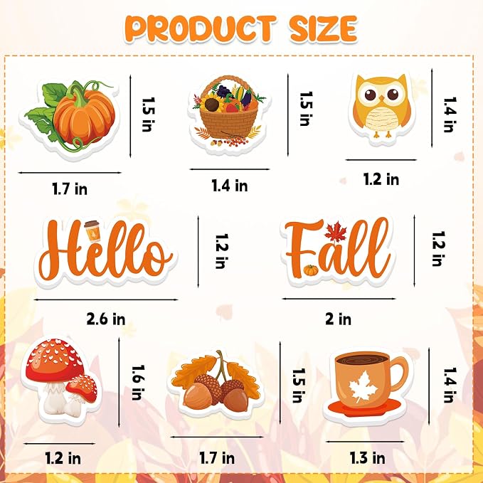 300Pcs Fall Foam Stickers, Cute Self-Adhesive Autumn Thanksgiving Stickers Foam - Image 7