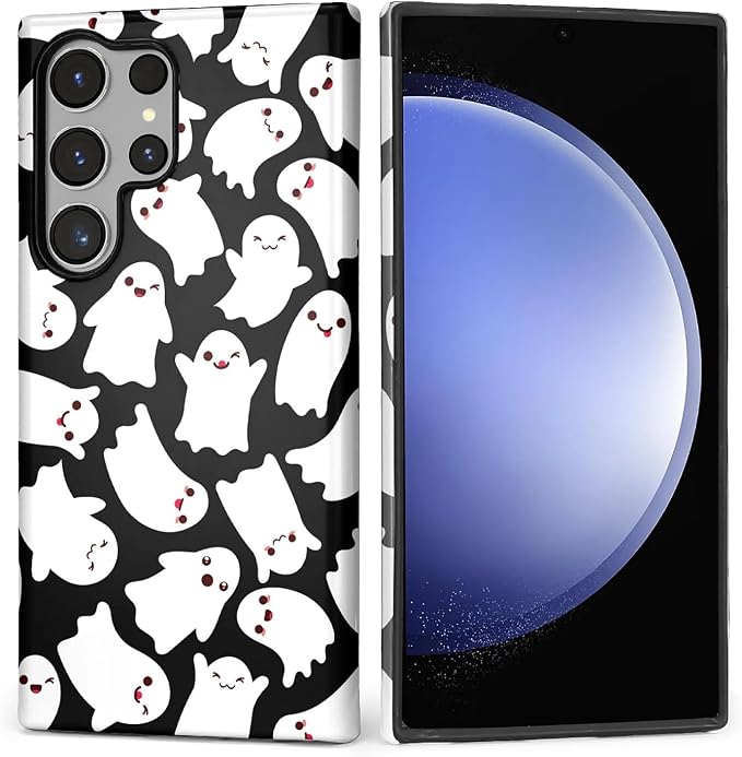 Case for Samsung Galaxy S23 Ultra Case, Halloween Ghosts Bats Design Hybrid by Kapadiy