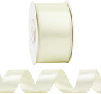 HUIHUANG Ivory Satin Wired Ribbon 1-1/2 inch Double-Sided Satin Wire Edge Ribbon - Image 7