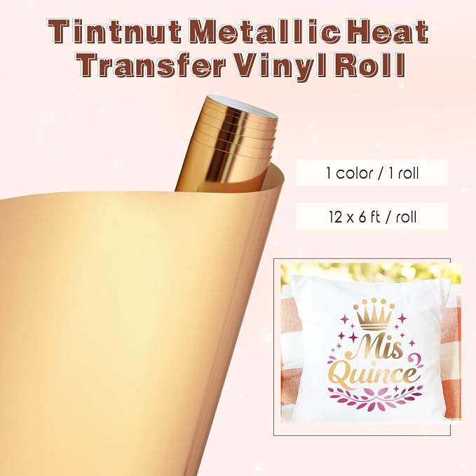 Tintnut Curry Gold Holographic HTV Vinyl Roll, easy cut & weed, stretch washable - Image 2