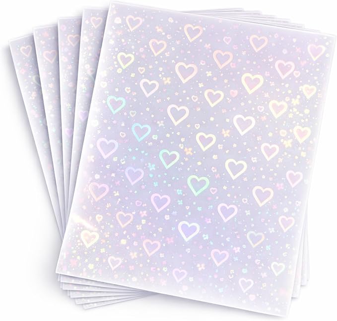 Bleidruck 25 Sheets Hearts Clear Holographic Laminate Sheet Adhesive Paper | - Image 2