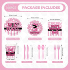 168Pcs Pink Mouse 3rd Birthday Decorations, Serves 24 | Wild Three Birthday - Image 2