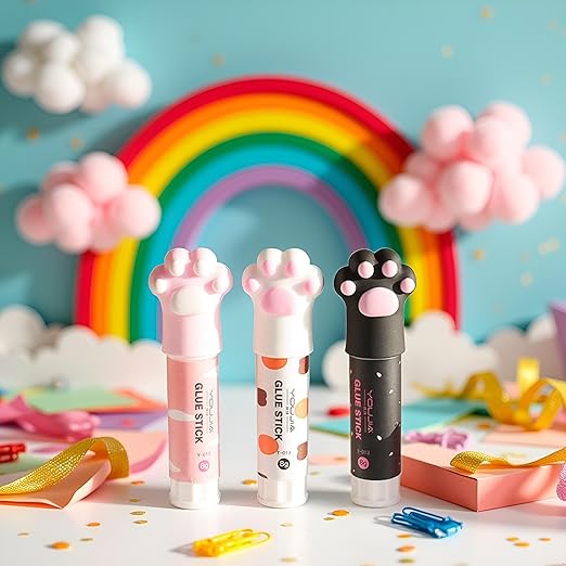 3Pcs Random Color Cat Claw Cute Glue Stick Kawaii Stationery Binding Tool - Image 5