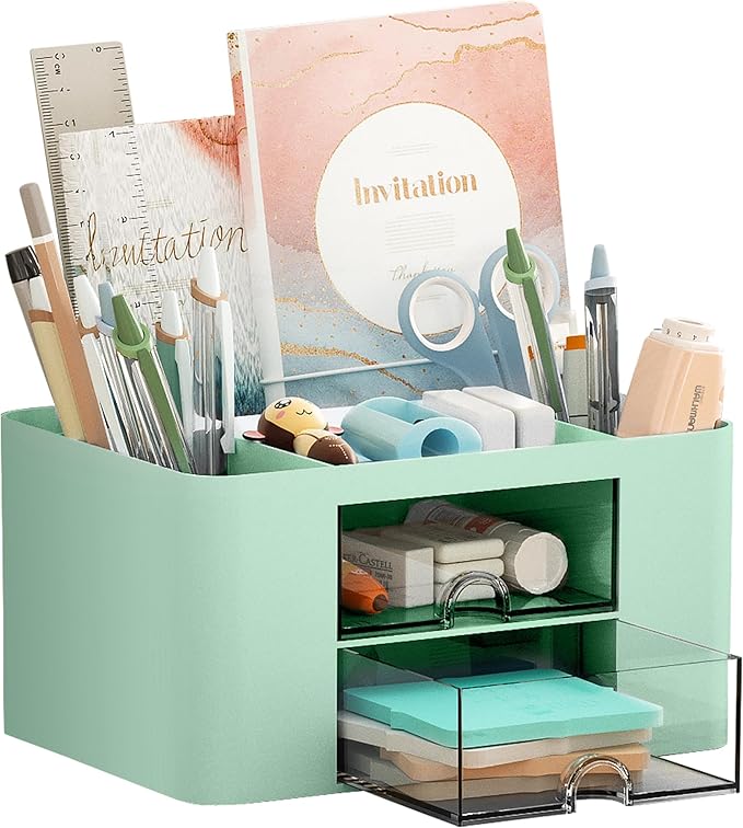 Marbrasse Pen Organizer with 2 Drawer, Desk Organizers and Accessories with 5 by Marbrasse