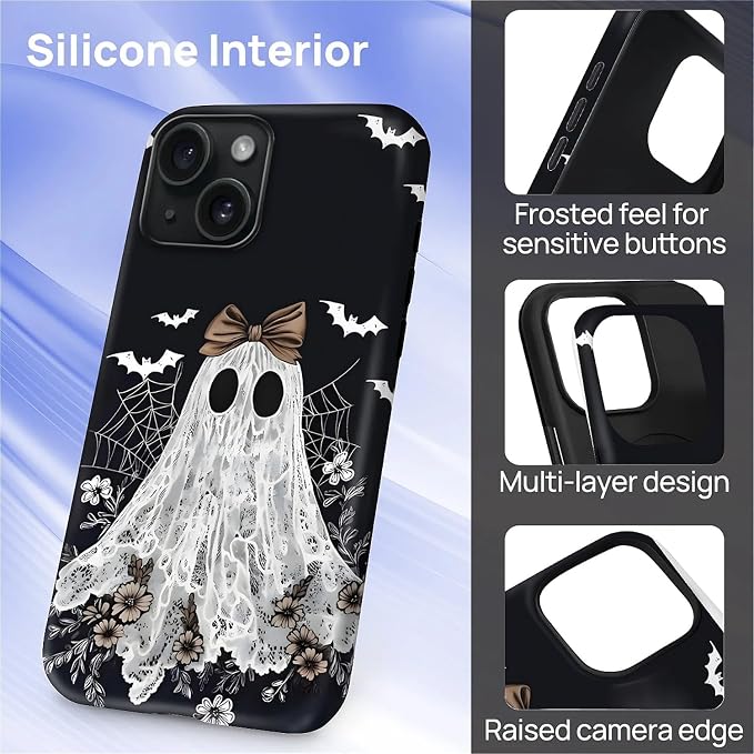 Case for iPhone 13/14, Scratch Resistant Hybrid Double Layer Hard Shell，Lace - Image 3