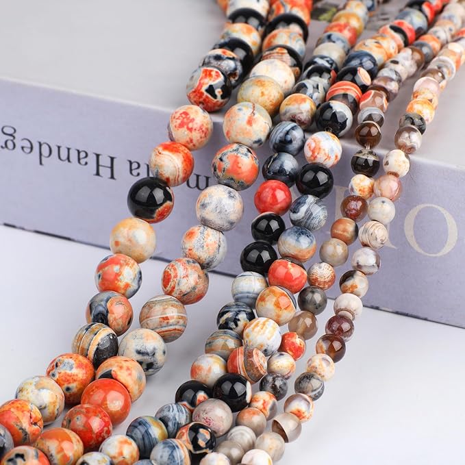 60pcs Round Loose Red Fire Agate Beads - Image 3