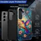 for Samsung Galaxy S25 Case, Stained Glass Hummingbird Pattern Glossy 2 in 1 - Image 3